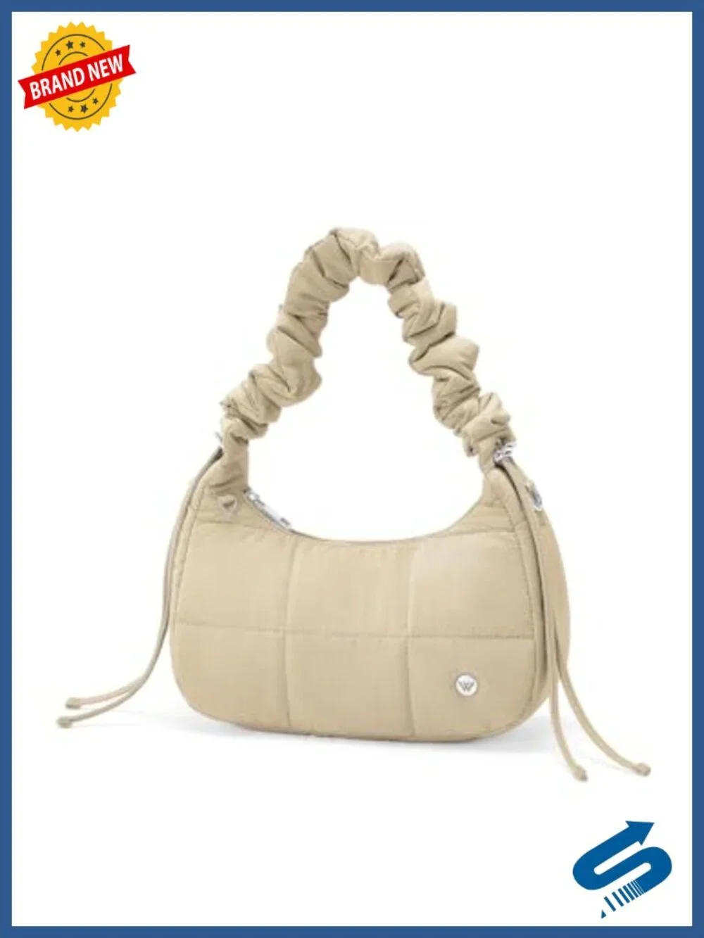 Quilted Puffer Crescent Shoulder Bag Water-Resistant Nylon Crossbody Purse